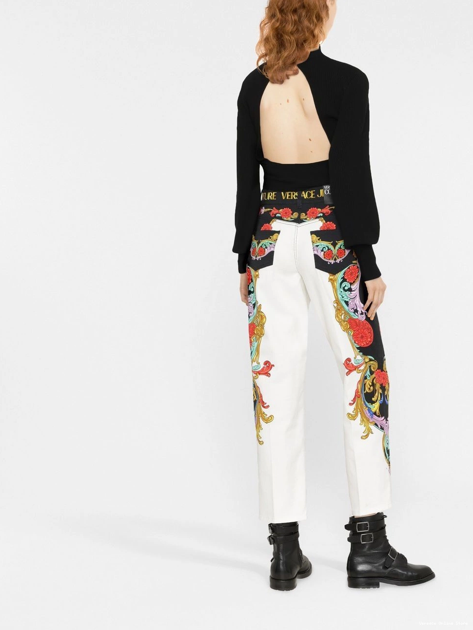 Affordable logo-waistband Women detail trousers Versace Jeans Couture 0803